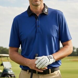 🔥 PXG Cobalt Black Collar Polo Golf Shirt S